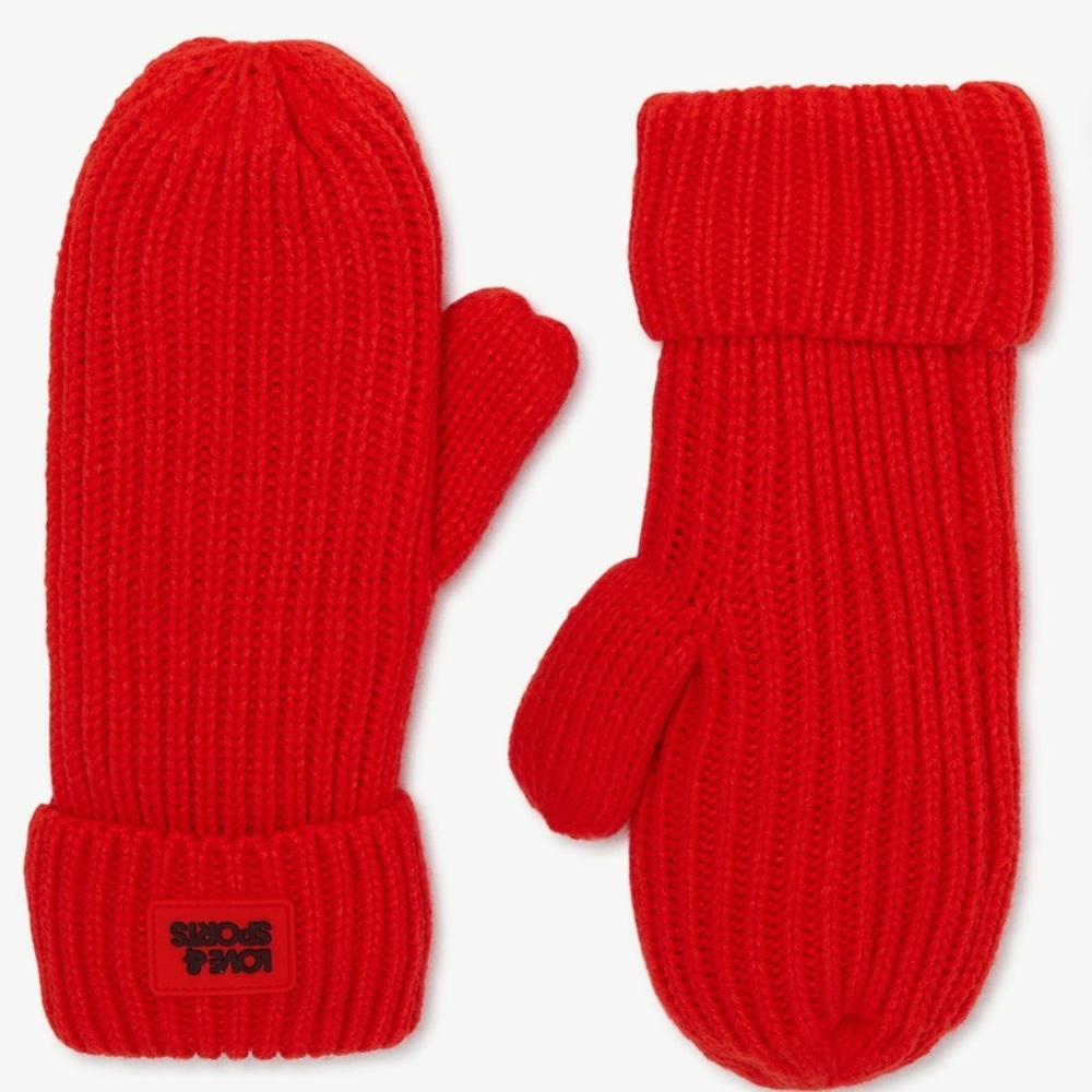Love & Sports Orange Mittens Faux Sherpa Lining